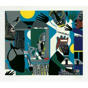 Romare Bearden-Sorcerers Village Serigraph