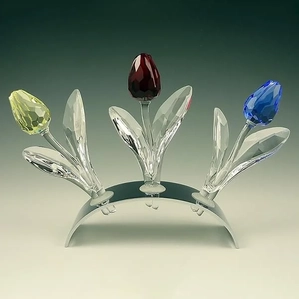 Swarovski Crystal-3 Tulips and Display Stand SCS 2002-2004