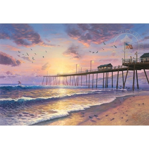 Thomas Kinkade-Footprints in the Sand - Pismo pier