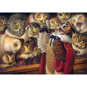 Scott Gustafson-A Parliament Of Owls Smallwork Canvas Edition Artist Proof