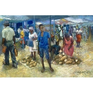 Brenda Joysmith-Sav Market Blue Giclee