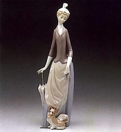 Lladro-Woman with Dog 