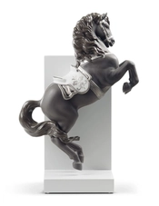 Lladro-Horse on Pirouette Silver Lustre