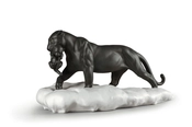 Lladro-Black Panther with Cub