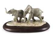 Lladro-Following The Path Elephants