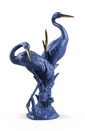 Lladro-Courting Cranes Blue-Gold