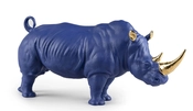 Lladro-Rhino (Blue-Gold)