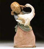 Lladro-Duck Pulling Pigtail