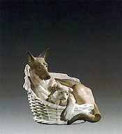 Lladro-German Sherperd With Pup 1970-75