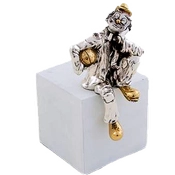 Dargenta-Silver Clown Statue Thinking Clown