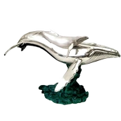 Dargenta-Silver Humpback Whale Mother & Calf Statue