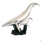 Dargenta-Silver Whale & Calf Statue