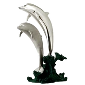 Dargenta-Silver Jumping Dolphins Statue