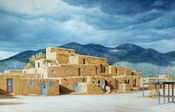 Lorna Patrick-Approaching The Storm Over Taos Pueblo