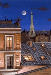 Liudmila Kondakova-Eiffel Tower At Midnight