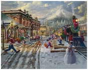 Thomas Kinkade Disney-Mickey and Minnie Candy Cane Express