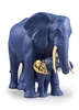 Lladro - Leading The Way Elephants. Blue-Gold