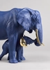 Lladro - Leading The Way Elephants. Blue-Gold