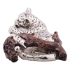 Dargenta - Silver Leopard Statue Cub Bitting a Branch