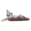 Dargenta - Silver Leopard Statue Cub Bitting a Branch