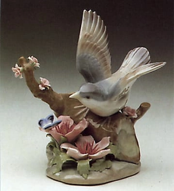 Lladro Bird and Butterfly Porcelain Figurine