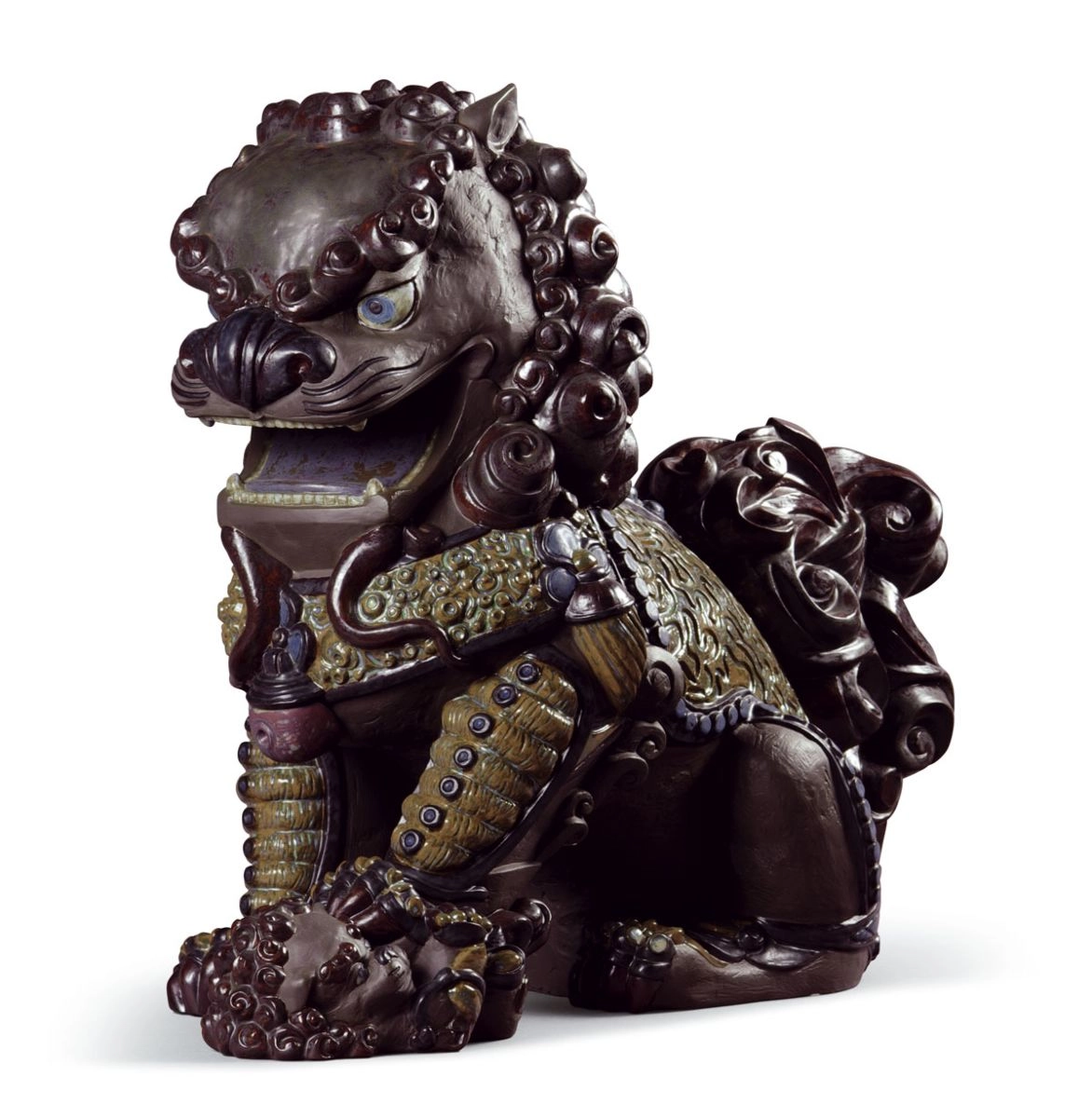 Lladro Oriental Lioness (Black) Porcelain Figurine