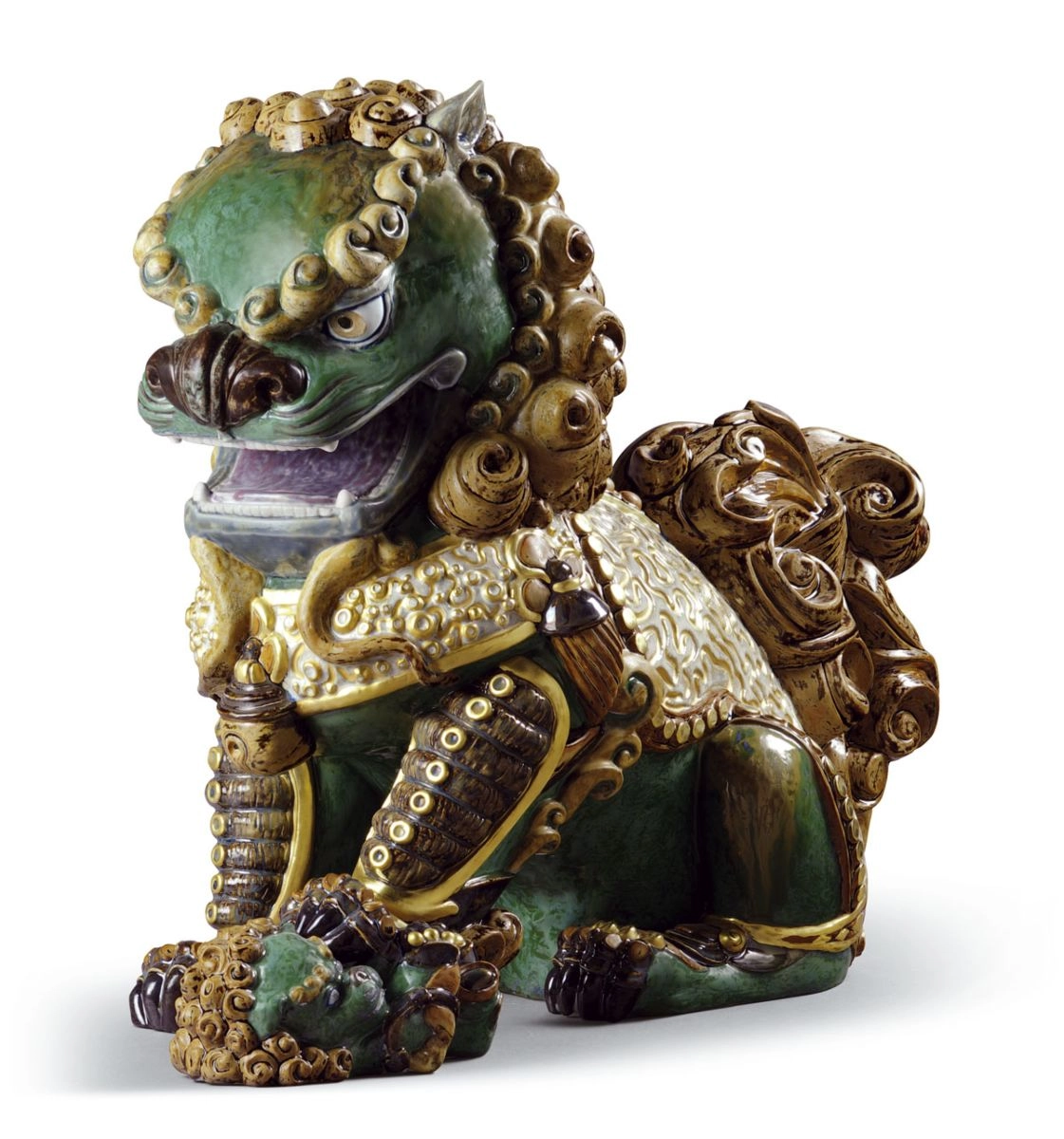 Lladro Oriental Lioness (Green) Porcelain Figurine