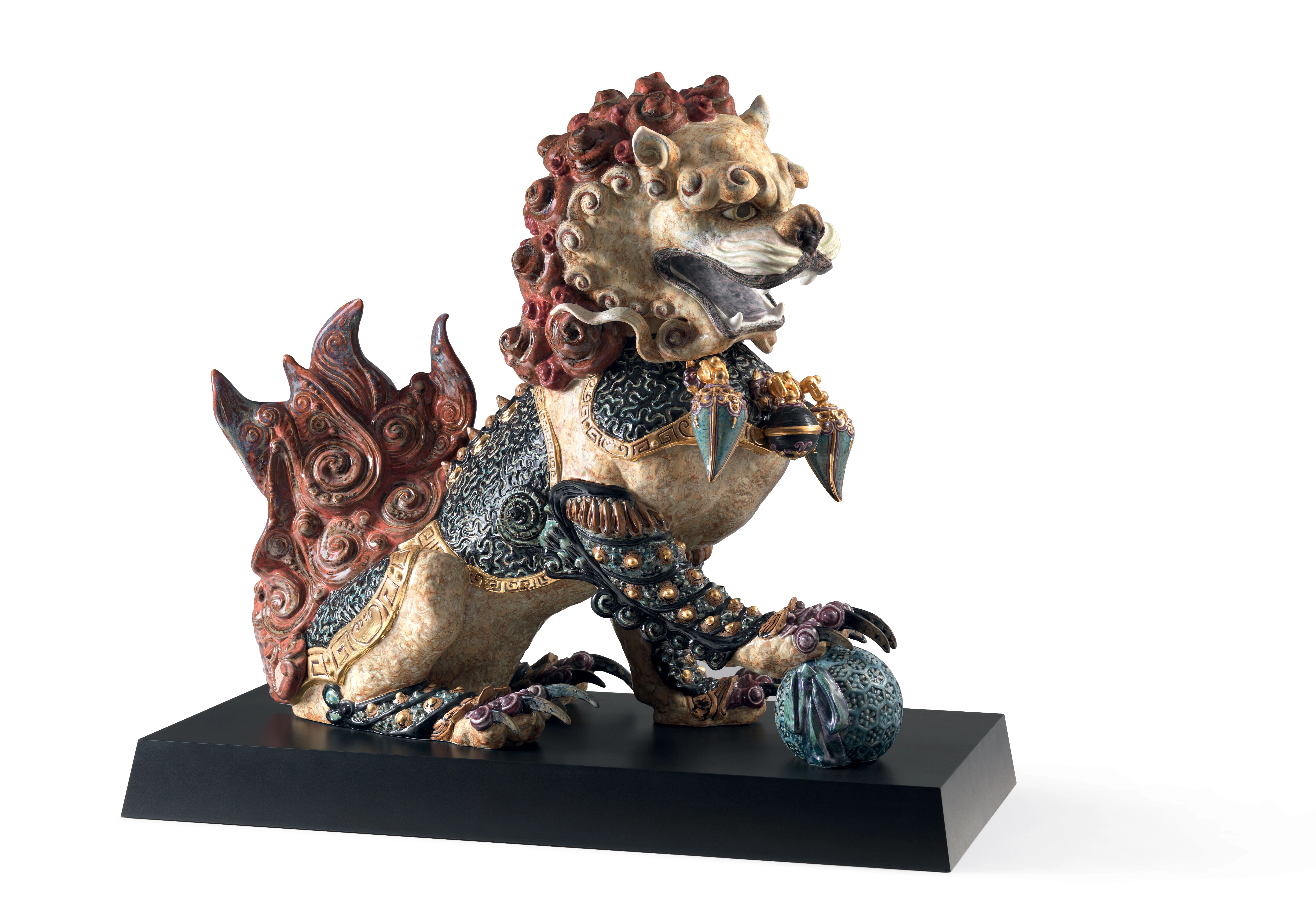 Lladro Guardian Lion - Red Porcelain Figurine