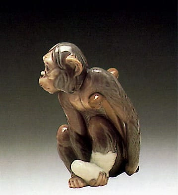 Lladro Painful Monkey Porcelain Figurine