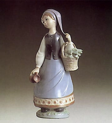 Lladro Woman with Scarf Porcelain Figurine