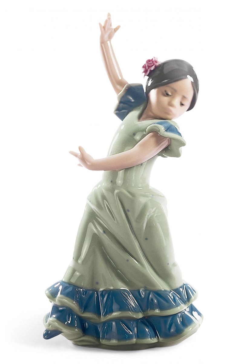 Lladro Lolita Flamenco Dancer Girl Blue Porcelain Figurine