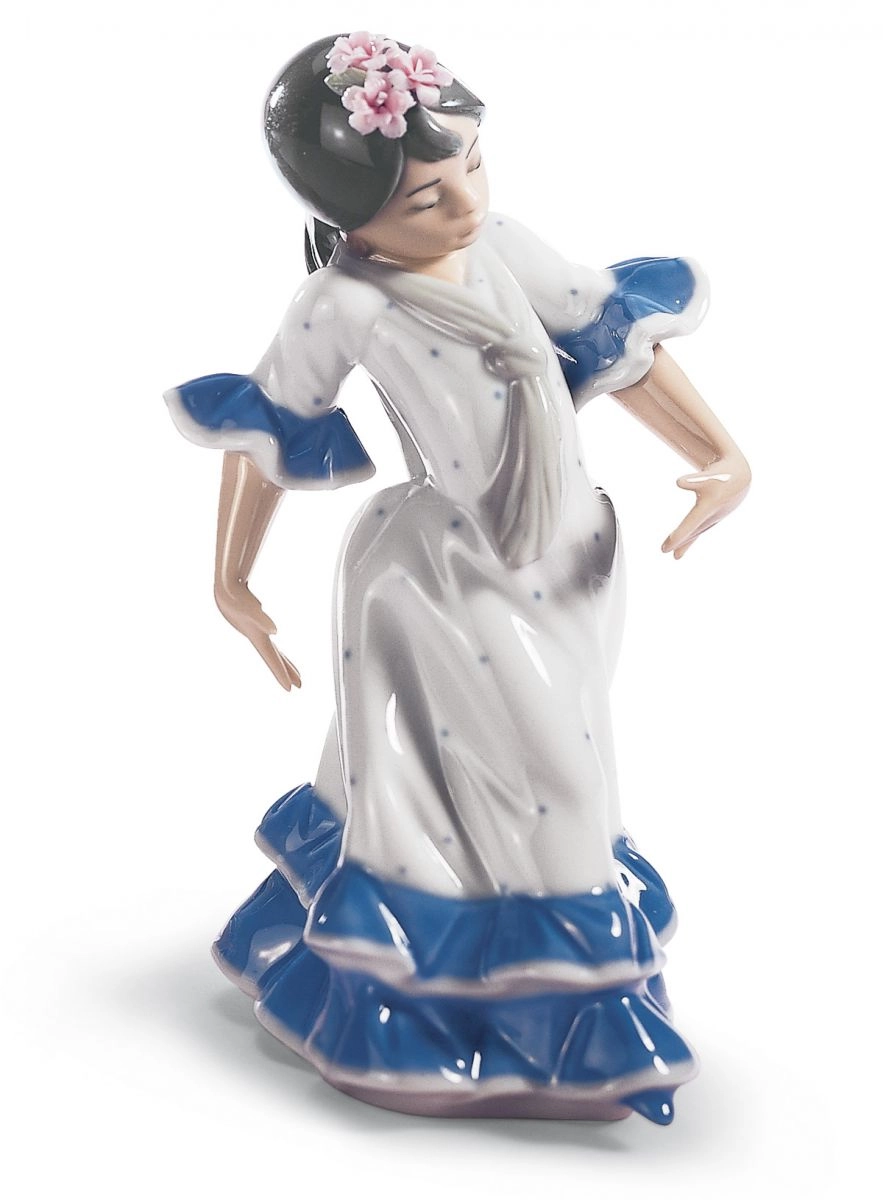 Lladro Juanita Flamenco Dancer Girl Blue Porcelain Figurine