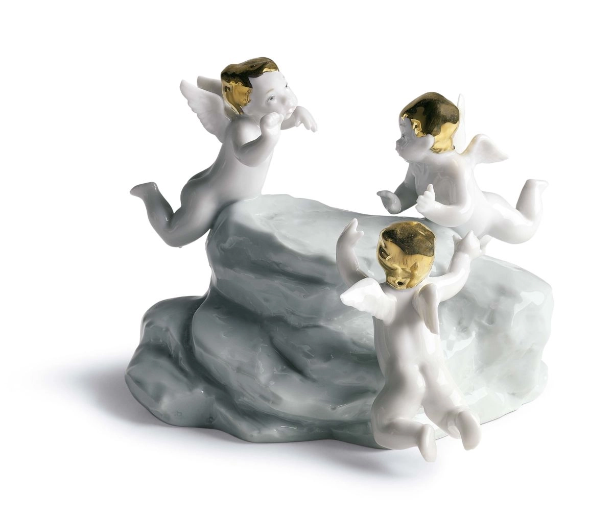 Lladro Earth - Cherubs On Small Light Turq. Earth Porcelain Figurine