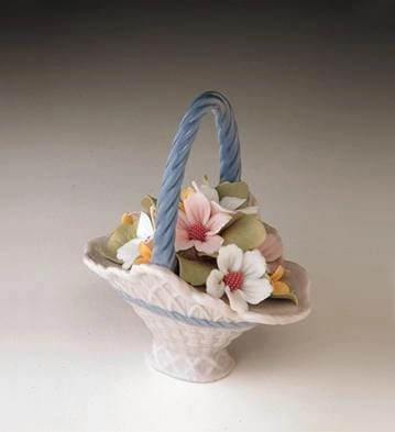 Lladro A Basket of Blossoms Porcelain Figurine