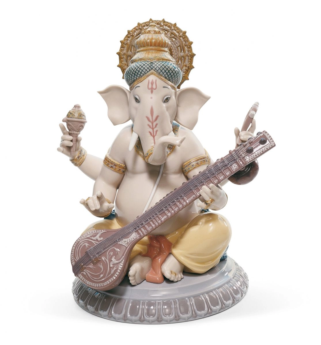 Lladro Veena Ganesha Porcelain Figurine