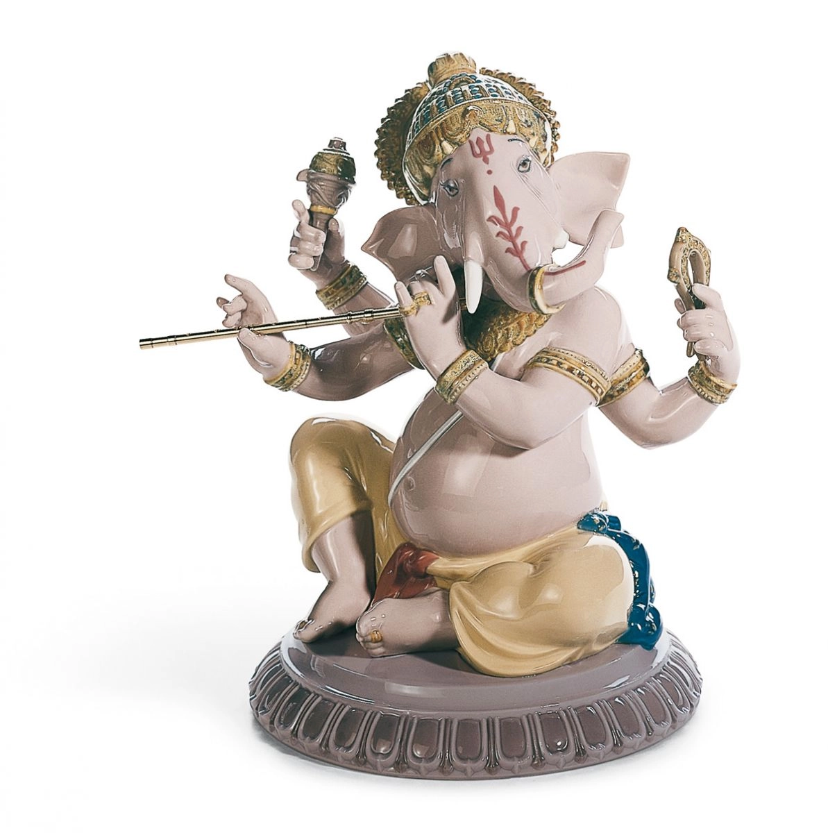 Lladro Bansuri Ganesha Porcelain Figurine