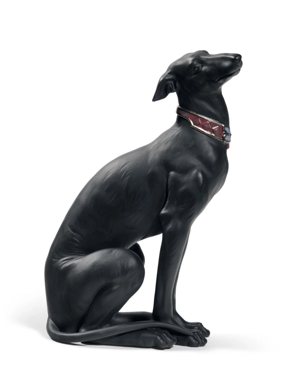 Lladro Attentive Greyhound (Black) 