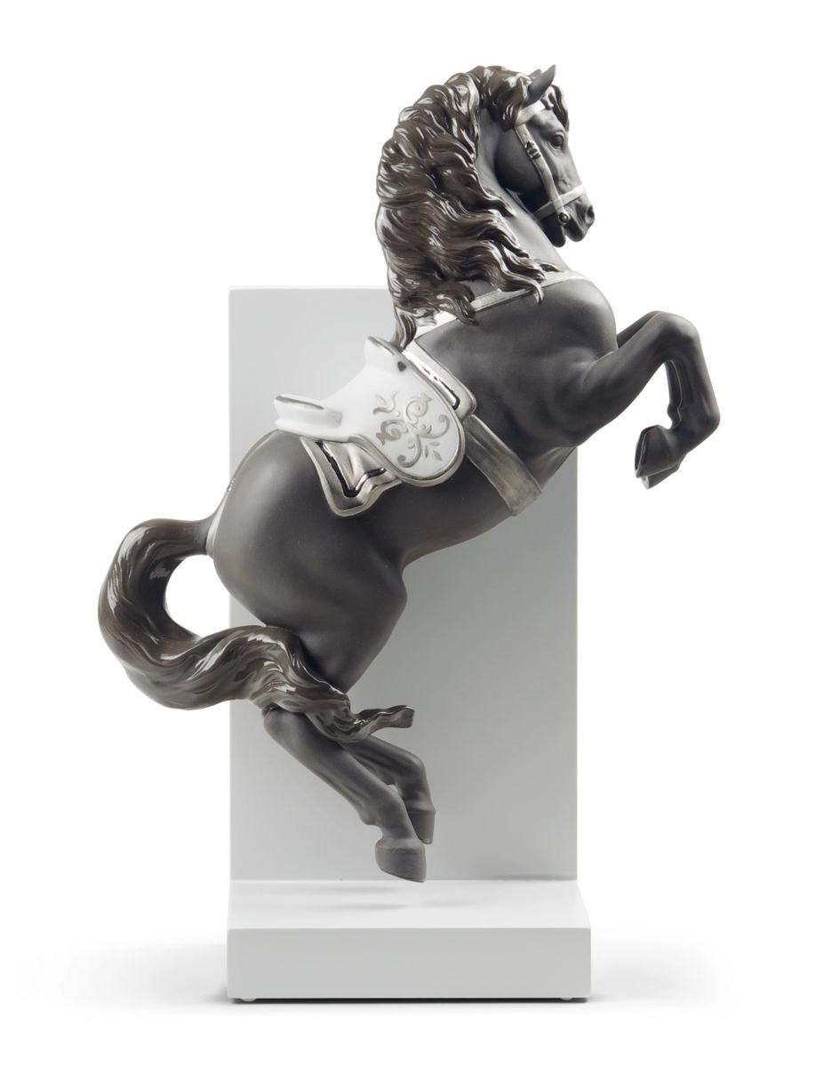 Lladro Horse on Pirouette Silver Lustre Porcelain Figurine