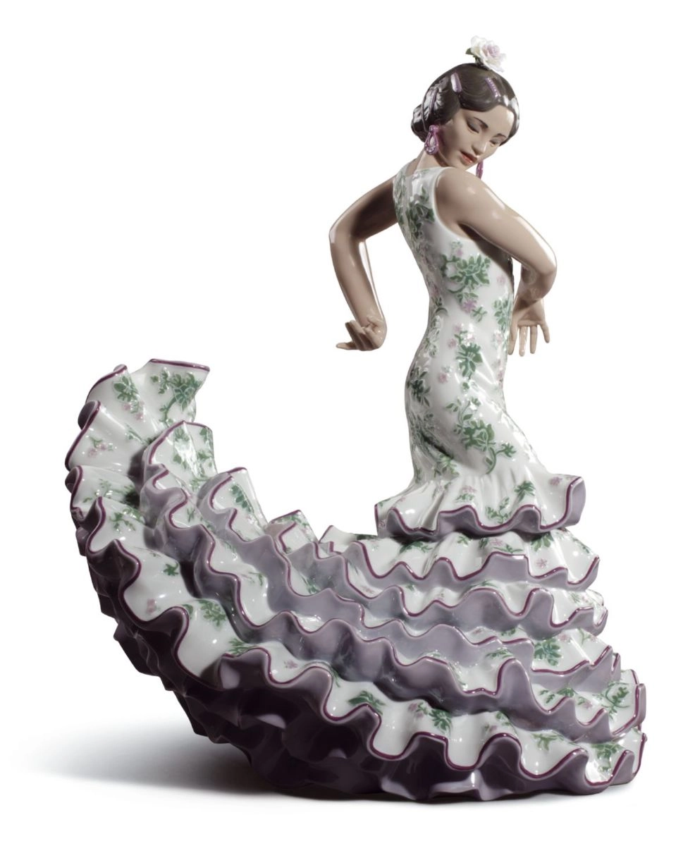 Lladro Flamenco Flair Woman Green and Purple Porcelain Figurine