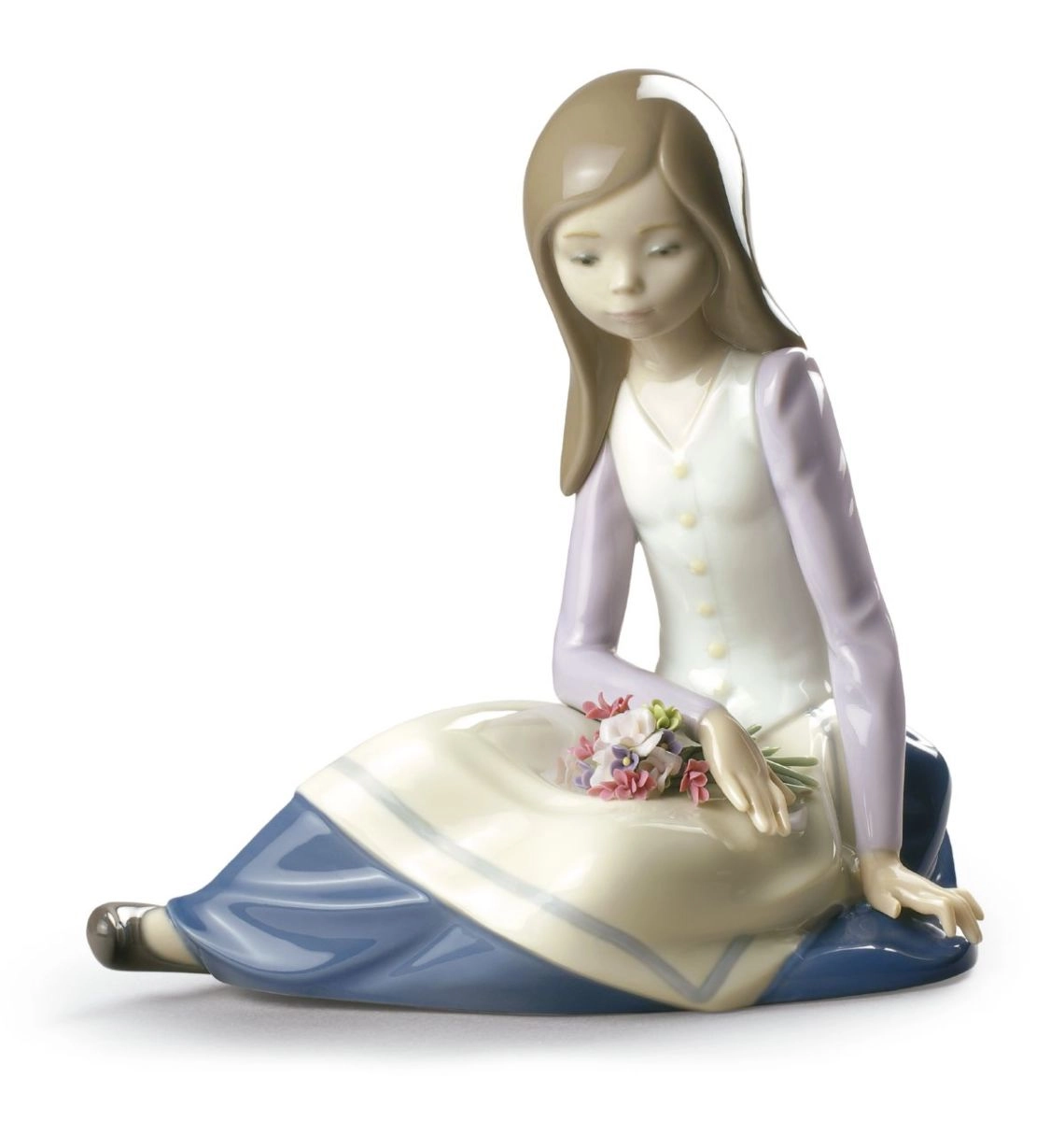 Lladro Contemplative Young Girl Porcelain Figurine