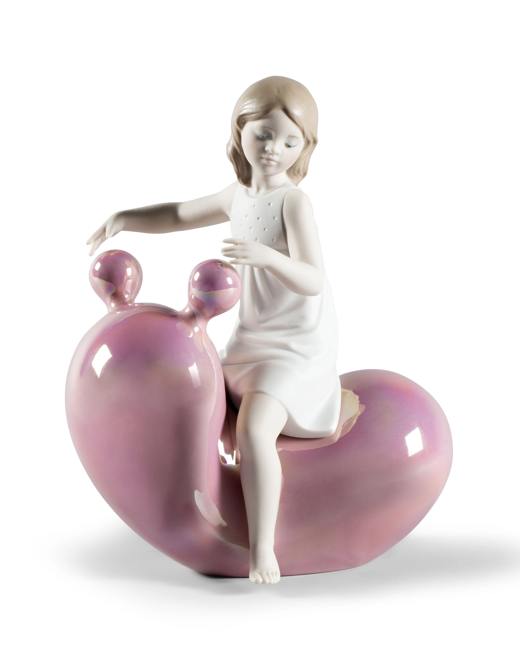 Lladro My Seesaw Balloon Girl Pink Porcelain Figurine