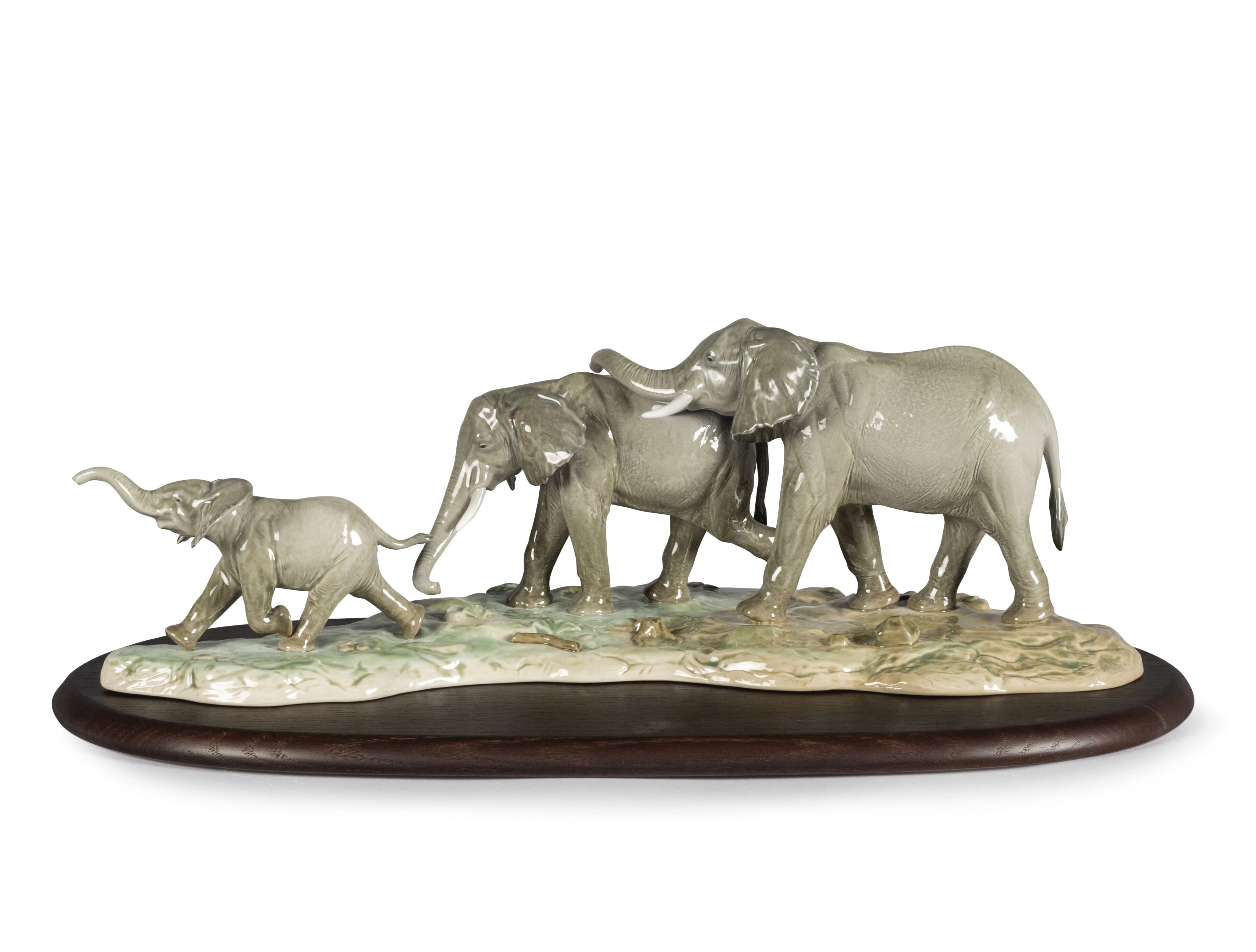 Lladro We Follow in Your Steps Elephants Porcelain Figurine