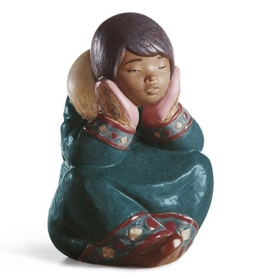Lladro PENSIVE ESKIMO GIRL Porcelain Figurine