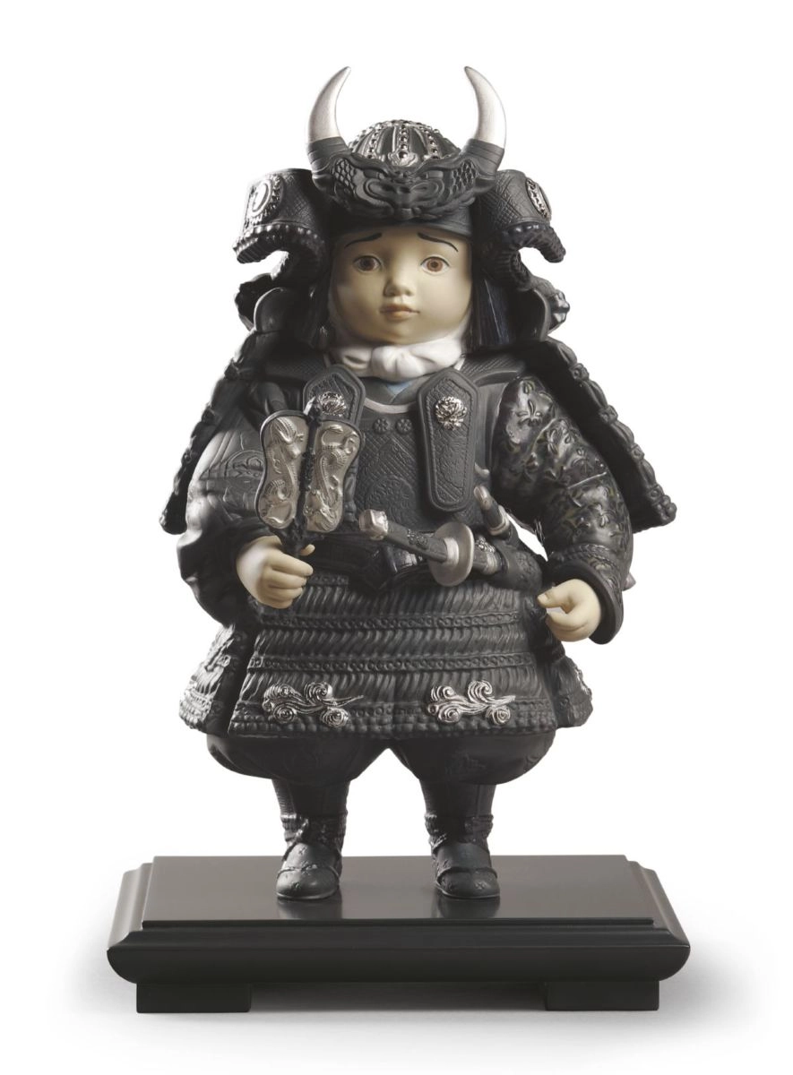 Lladro Warrior Boy Silver Lustre Porcelain Figurine