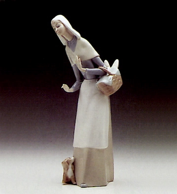 Lladro Shepherdess With Dog 1969-89 Porcelain Figurine