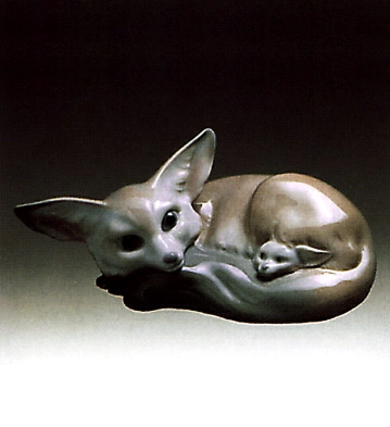 Lladro Fox And Cub 1969-85 Porcelain Figurine