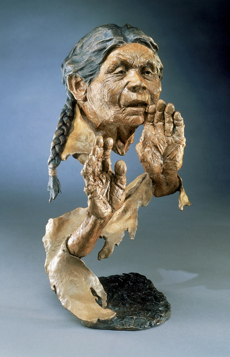 Mark Hopkins Grandmother's Blessing Bronze Sculpture