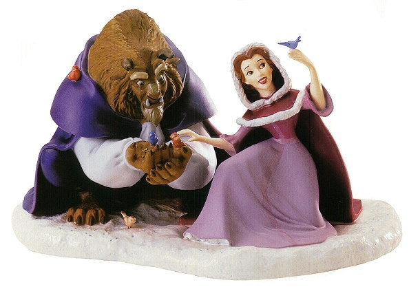 WDCC Disney Classics Beast & Belle She Didn't Shudder At My Paw Signed Certificate Porcelain Figurine