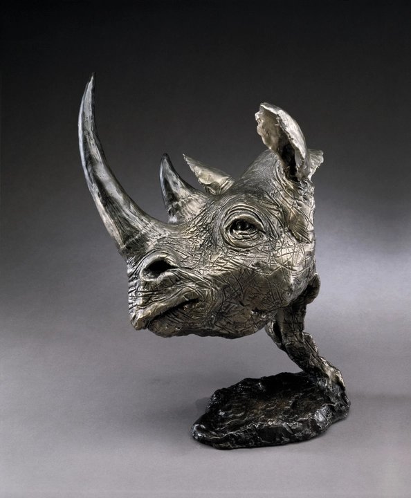 Mark Hopkins Black Rhino Bronze Sculpture