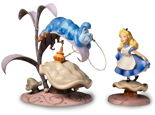 WDCC Disney Classics Alice In Wonderland Caterpillar & Alice Who R U And Properly Polite Porcelain Figurine